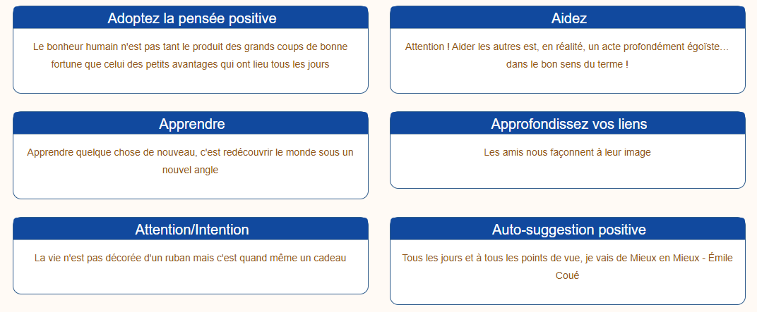 Liste des loisirs