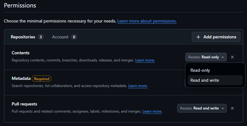 developer settings change permission content
