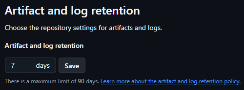 artifacts logs retention